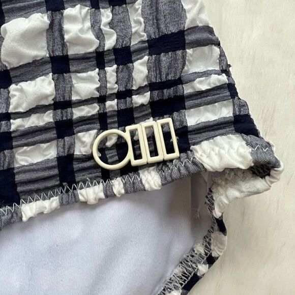 NWOT Solid & Striped Women's Ginger Bikini Bottom Puckered Madras Navy White S - Picture 6 of 11